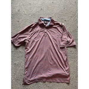 Footjoy Evergreen Polo Shirt‎ - Light Blue/Red - Poly/Spandex - Medium